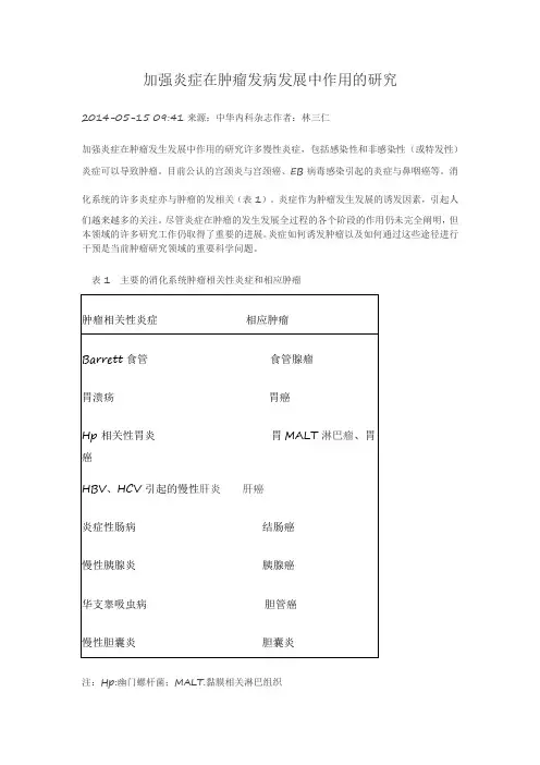 炎症在肿瘤发生发展中的作用