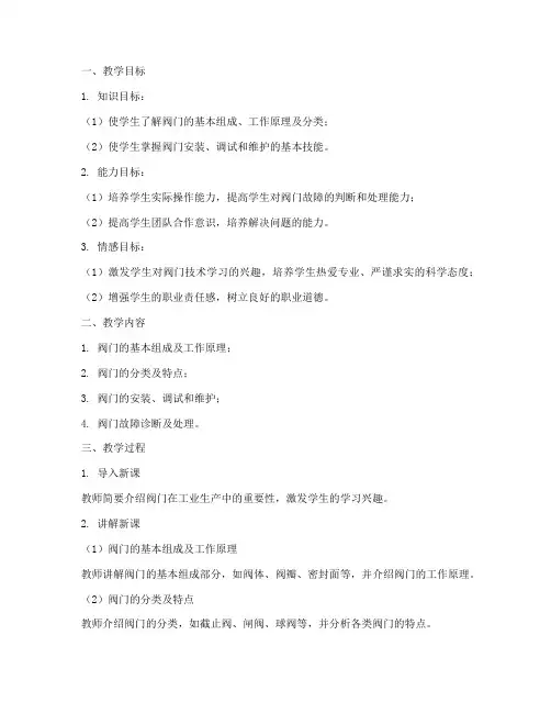 阀门技术维护教案模板及范文