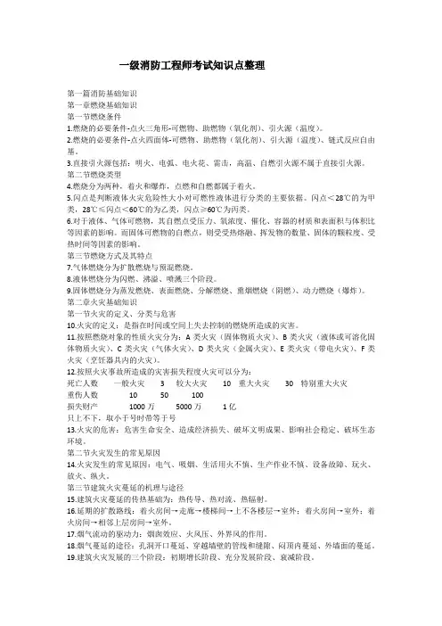 一级消防工程师考试知识点整理