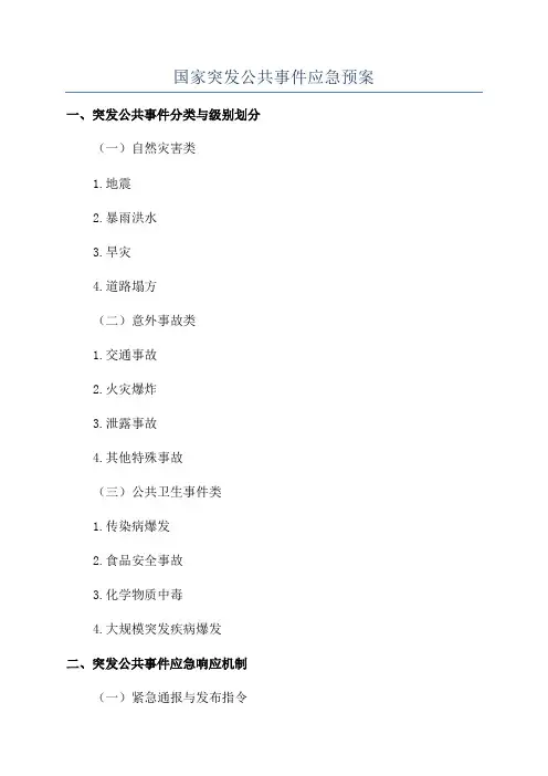 国家突发公共事件应急预案