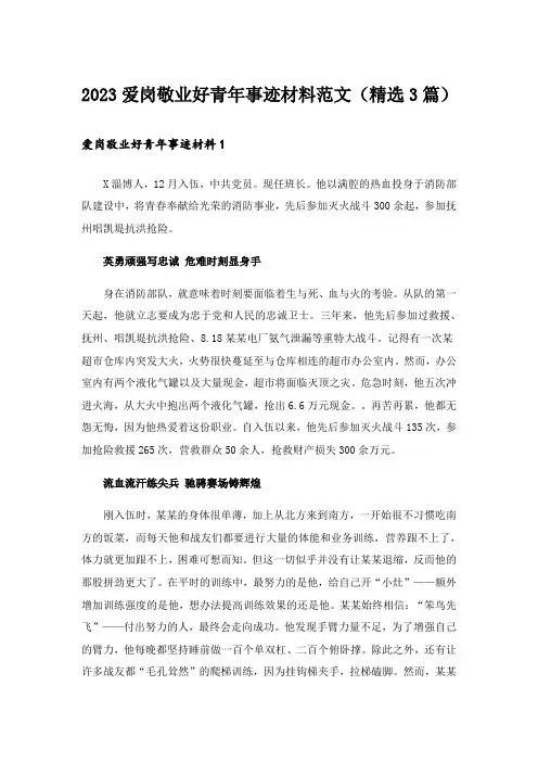 2023实用文_爱岗敬业好青年事迹材料范文（精选3篇）