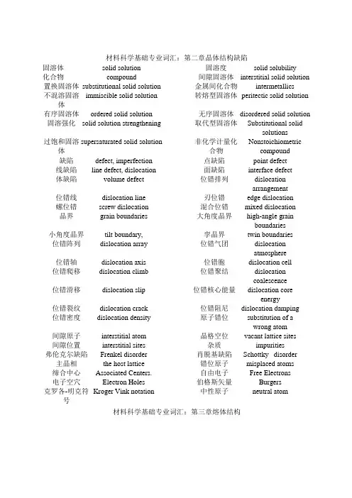 材料科学基础专业词汇