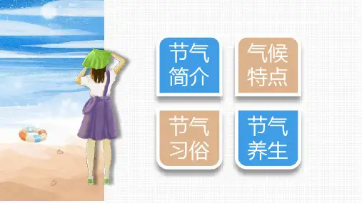 日系小清新插画风大暑节气PPT模板课件
