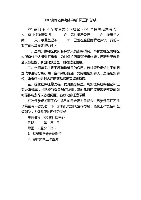 XX镇养老保险参保扩面工作总结
