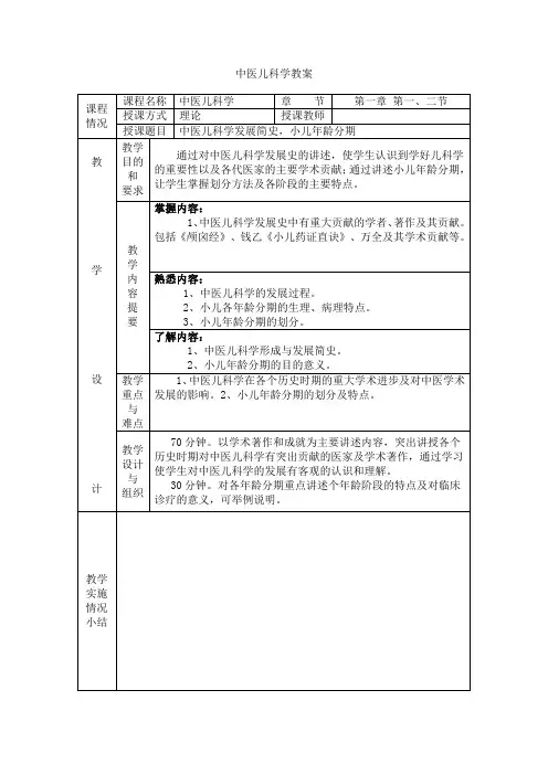中医儿科学(电子教案)