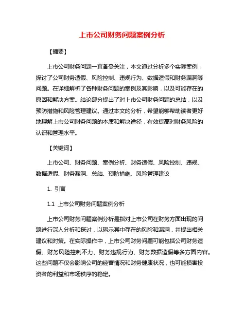上市公司财务问题案例分析