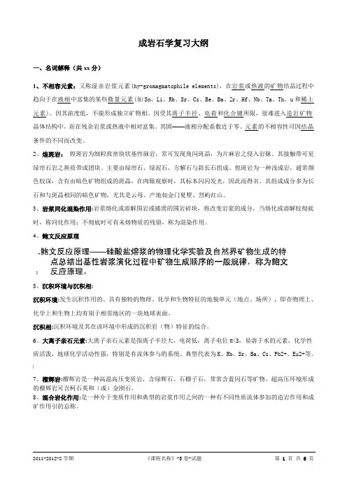成因岩石学复习资料资料