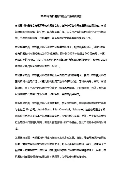 2023年有机氟材料行业市场研究报告