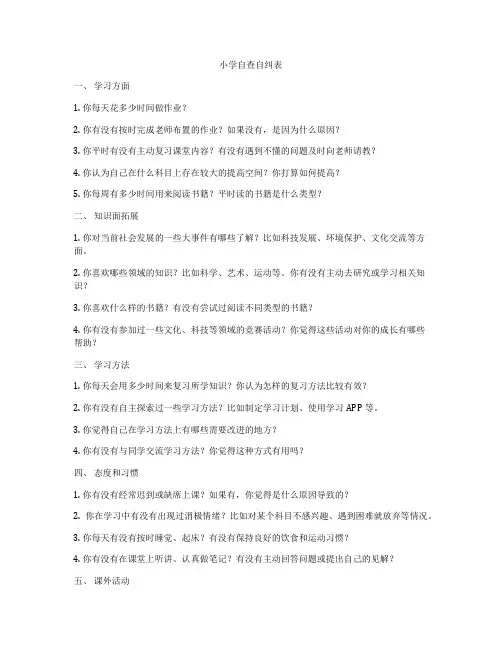 小学自查自纠表