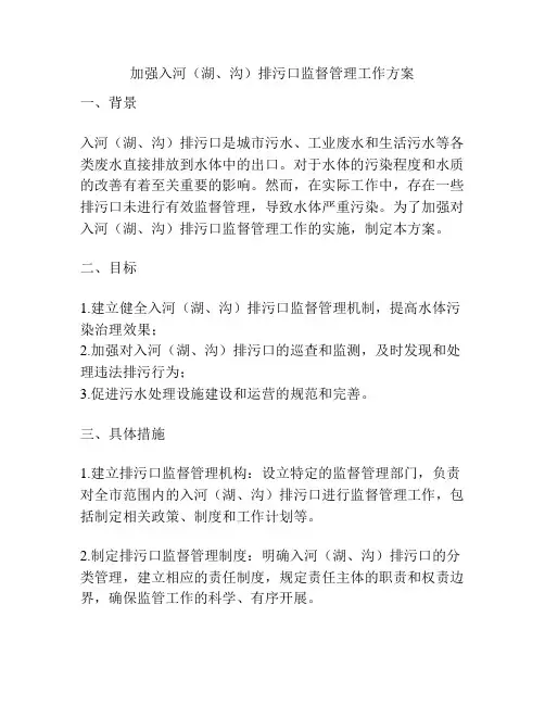 加强入河(湖、沟)排污口监督管理工作方案
