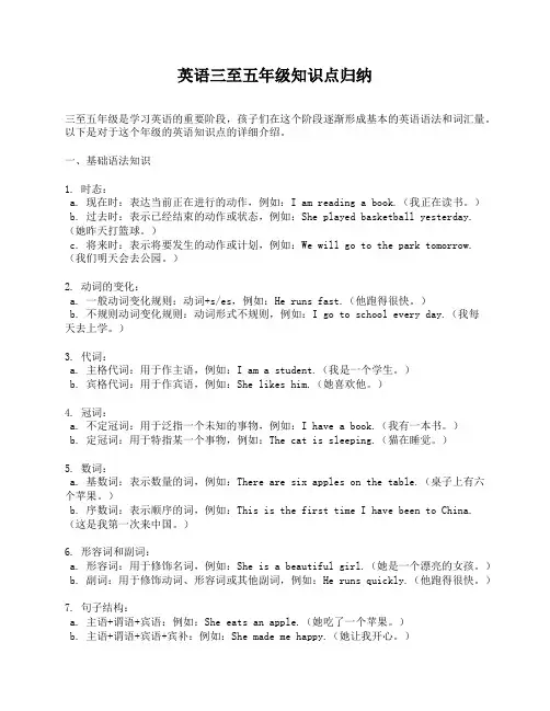 英语三至五年级知识点归纳