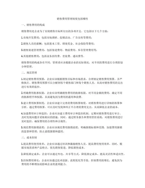 销售费用管理制度包括哪些