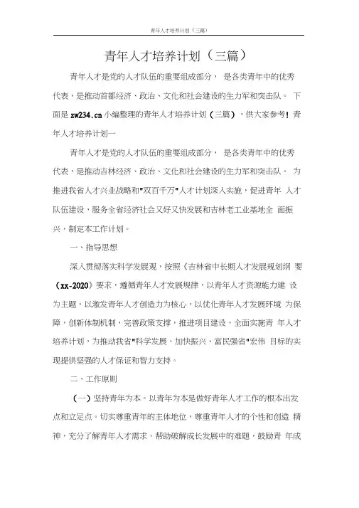 工作计划青年人才培养计划(三篇)