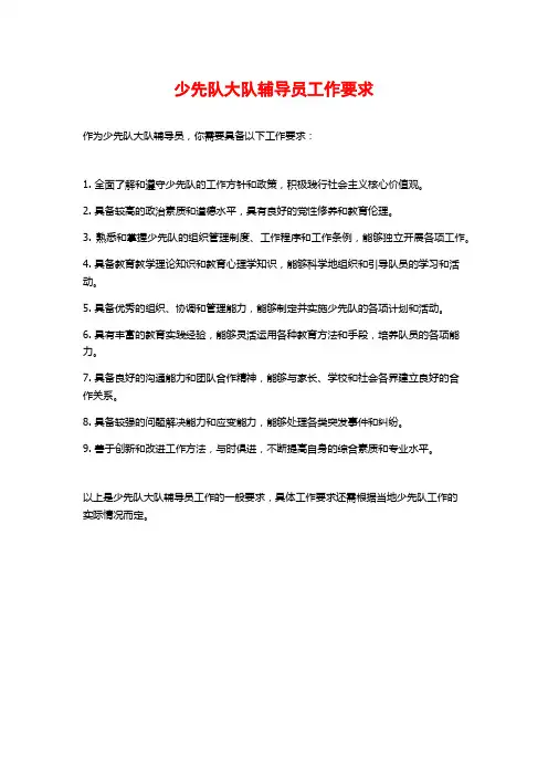 少先队大队辅导员工作要求