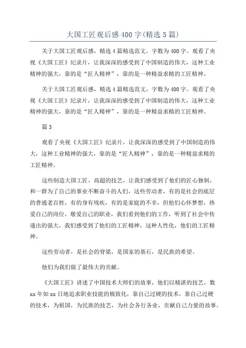 大国工匠观后感400字(精选5篇)