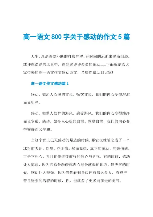 高一语文800字关于感动的作文5篇