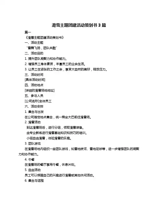 滑雪主题团建活动策划书3篇