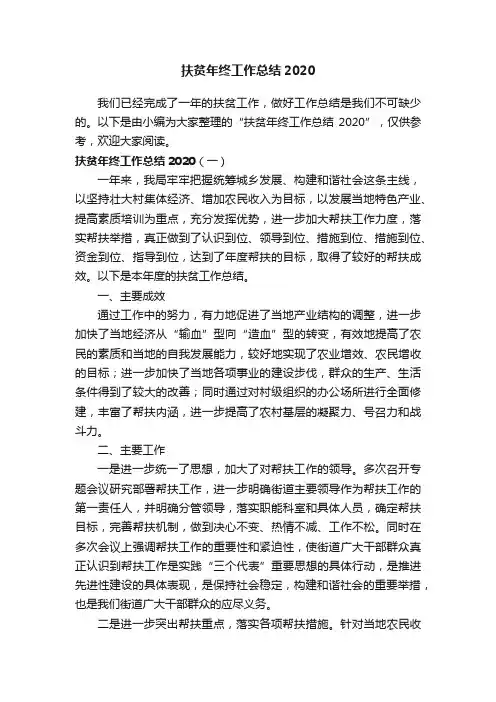 扶贫年终工作总结2020
