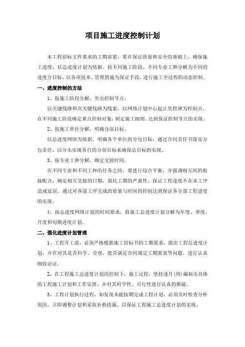 项目施工进度控制计划