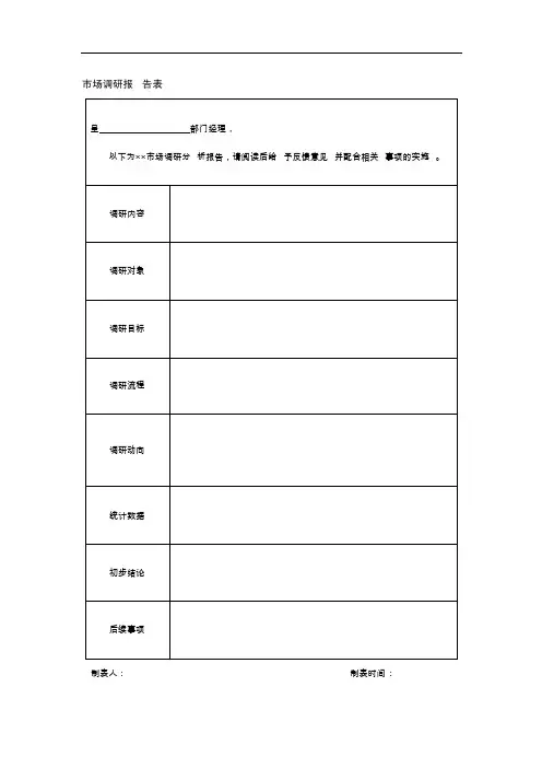 市场调研很实用的表格制作