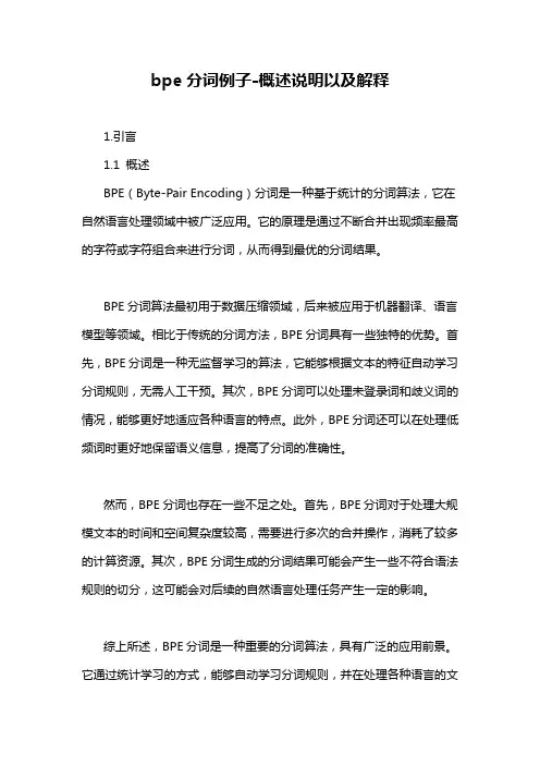 bpe分词例子-概念解析以及定义