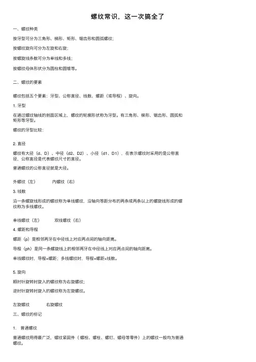 螺纹常识，这一次搞全了