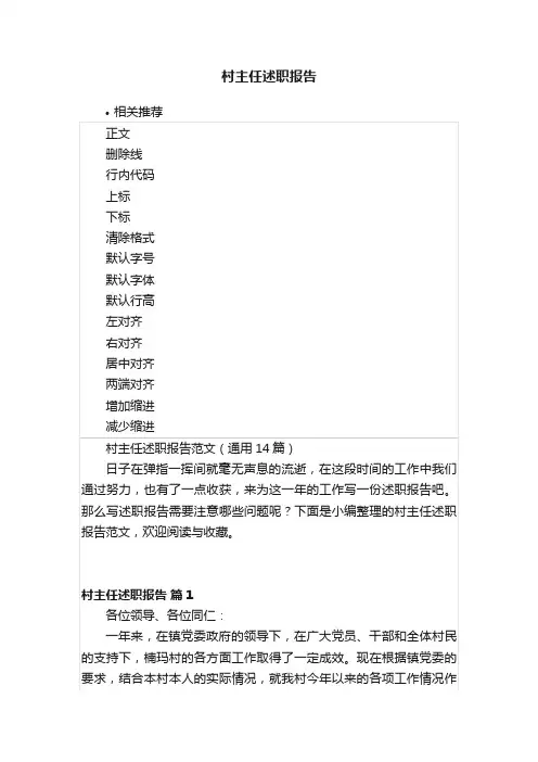 村主任述职报告