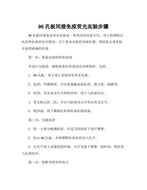 96孔板间接免疫荧光实验步骤