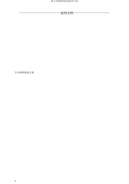 XX公司网络规划实施总结方案