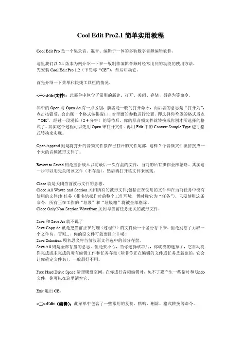 Cool Edit Pro2.1简单实用教程