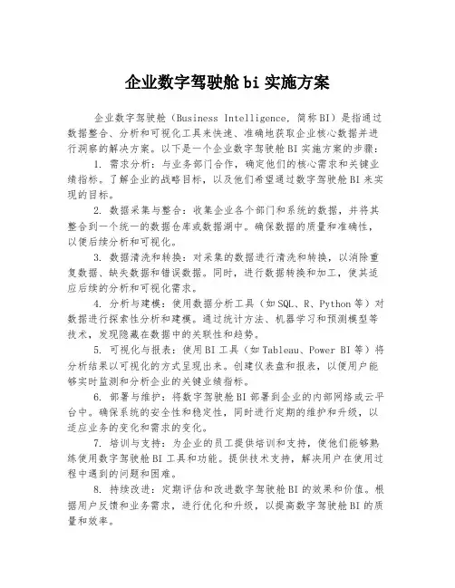 企业数字驾驶舱bi实施方案