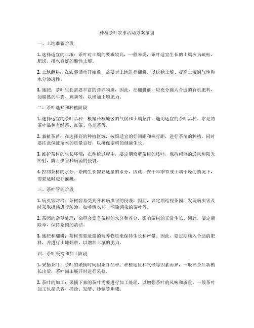 种植茶叶农事活动方案策划