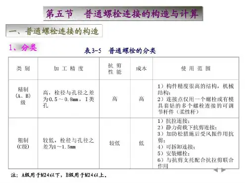 普通螺栓连接的构造与计算-2022年学习资料
