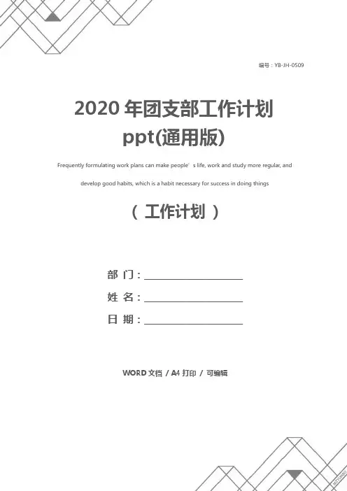 2020年团支部工作计划ppt(通用版)