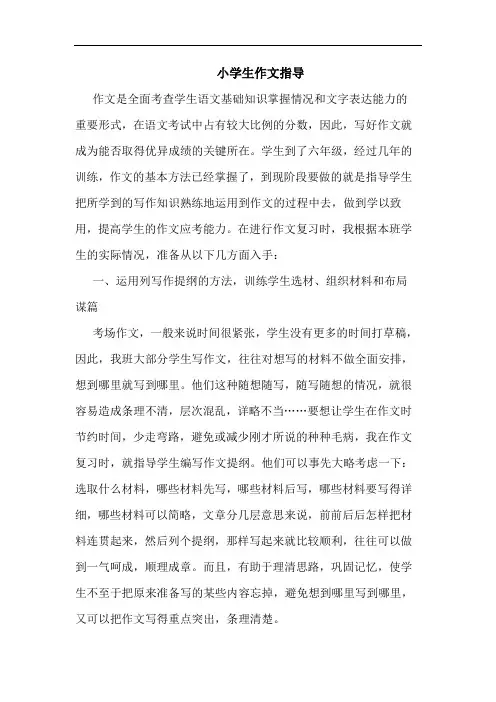 小学生作文指导论文