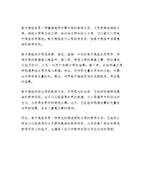 解超越方程的电子表格法
