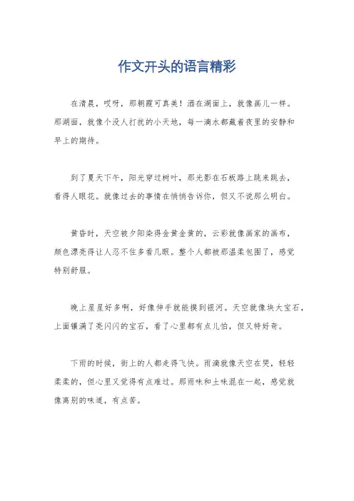作文开头的语言精彩