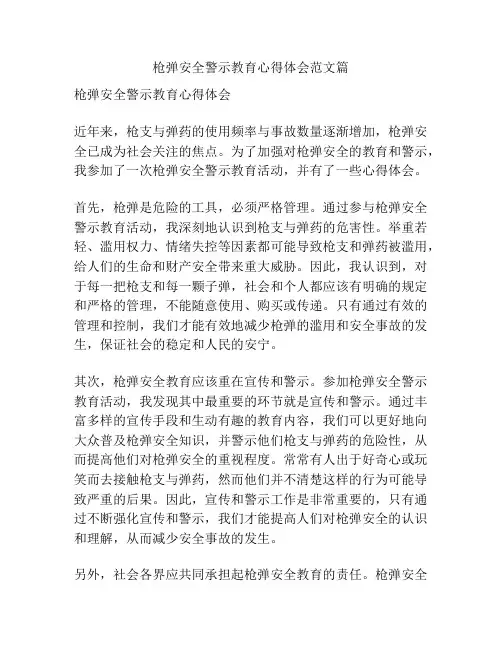 枪弹安全警示教育心得体会范文篇