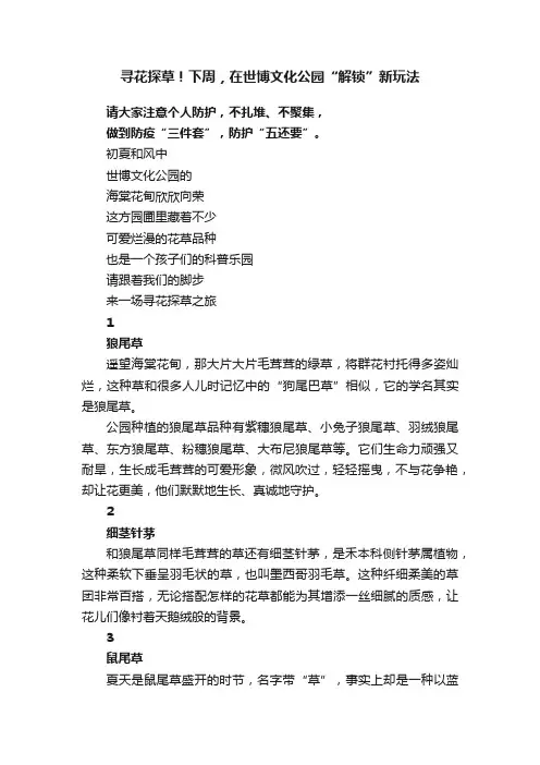 寻花探草！下周，在世博文化公园“解锁”新玩法