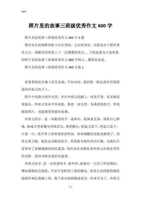 照片里的故事三年级优秀作文600字