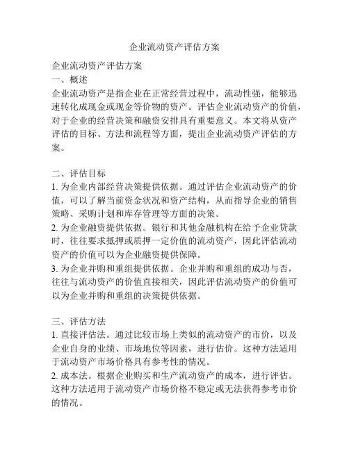 企业流动资产评估方案