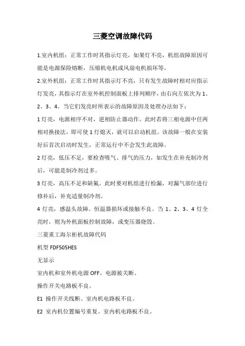 三菱空调故障代码