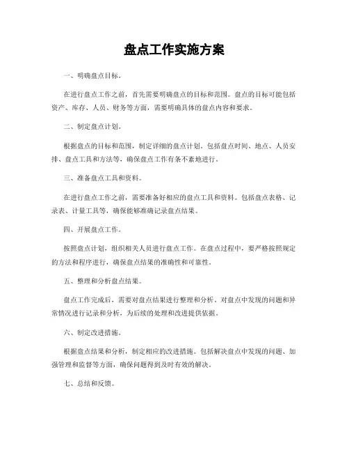 盘点工作实施方案