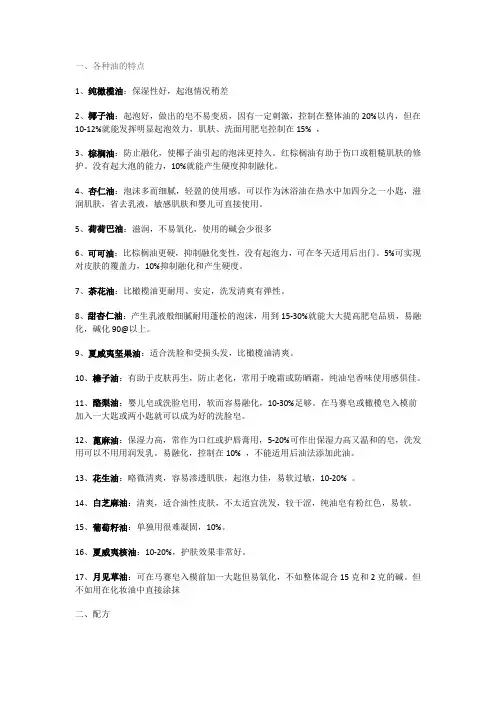 常见植物油脂介绍简单版本