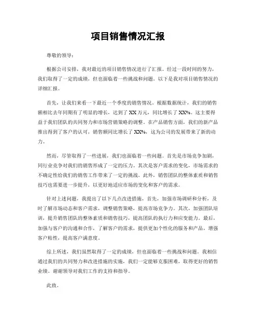 项目销售情况汇报