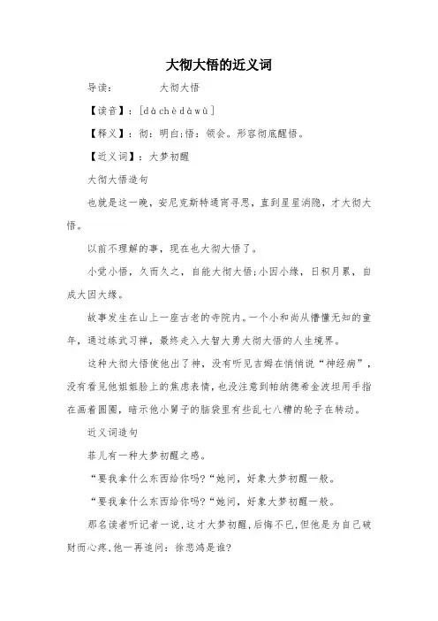 大彻大悟的近义词