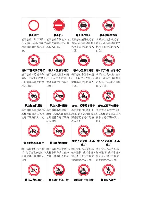道路交通安全标示大全-交通禁令标志