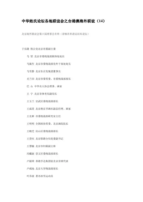 中华姓氏论坛各地联谊会之台港澳海外联谊(14)