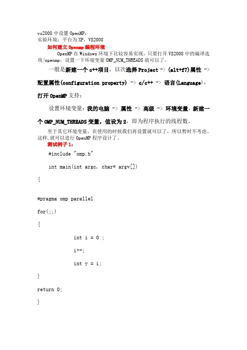 vs2008中设置OpenMP