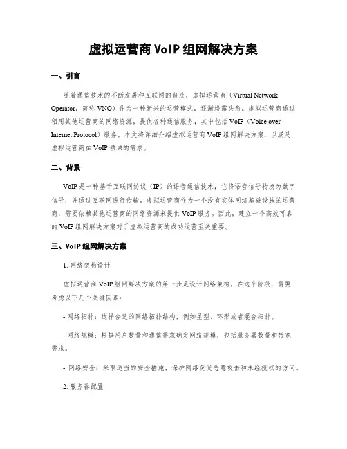 虚拟运营商VoIP组网解决方案